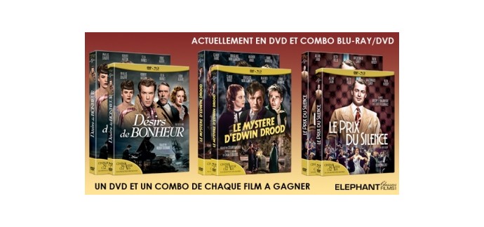 Culturopoing: 6 Blu-Ray/DVD de "Le Mystère d’Edwin Drood", "Désir de bonheur" et "Le Prix du silence" à gagner