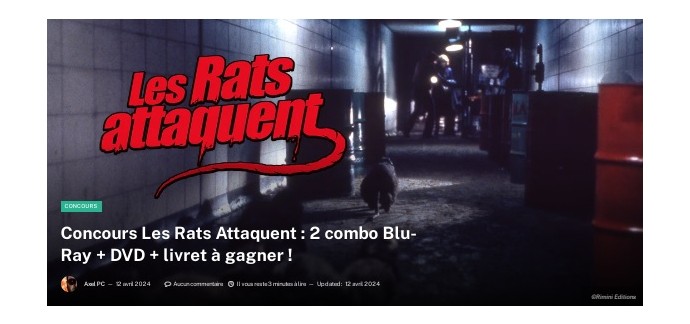 L'Info Tout Court: 2 Blu-Ray/DVD du film "Les Rats Attaquent" à gagner