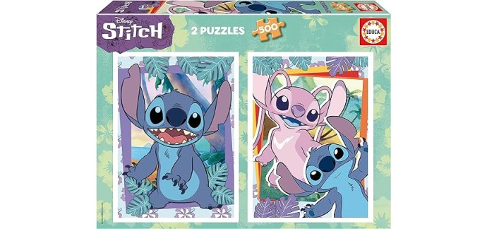 Amazon: Lot de 2 puzzles Educa Disney Stitch - 500 pièces à 8,39€