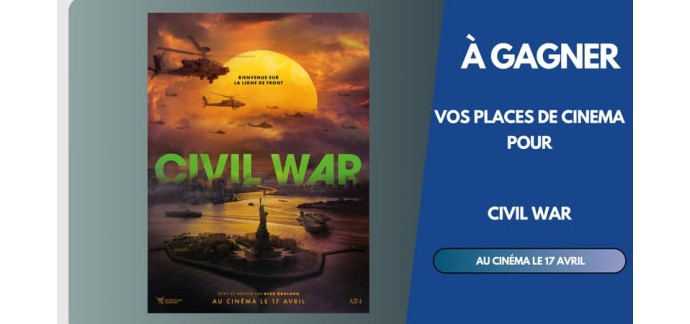 BFMTV: 10 lots de 2 places de cinéma pour le film "Civil War" à gagner