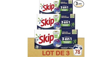 Amazon: Skip Lessive Capsules 3-en-1 Fraîcheur Intense 3x26 à 20,46€