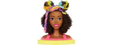 Amazon: Tête À Coiffer Barbie Ultra Chevelure - Cheveux Bruns Frisés avec Mèches Arc-en-Ciel à 34,99€