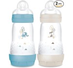 Amazon: Lot de 2 biberons MAM Easy Start Anti-Colique (2 x 260 ml) Océan + Sable à 11,95€