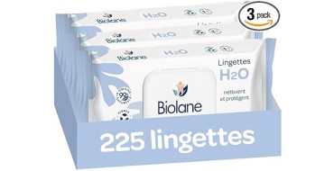 Amazon: Lot de 3x75 Lingettes bébé à l'eau BIOLANE à 8,72€