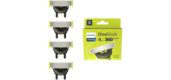 Amazon: Lot de 4 lames de rechange Philips Genuine OneBlade 360 QP440/50 à 34,99€