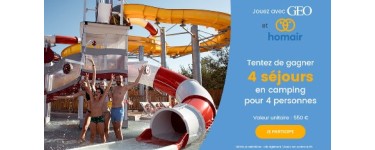 GEO: 4 séjours pour 4 personnes en camping Homair à gagner