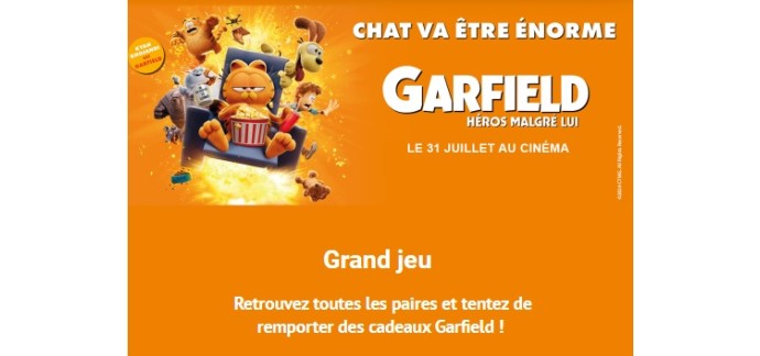La Grande Récré: 242 lots "Garfield" (lunch box, place cinéma, figurine, serviette de plage ) à gagner