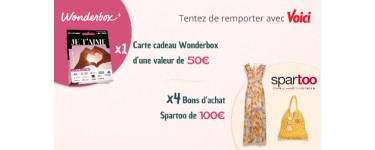 Voici: 4 bons d'achat Spartoo, 1 carte cadeau Wonderbox à gagner