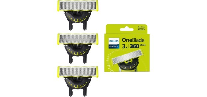 Amazon: Lot de 3 lames Philips Genuine OneBlade 360 QP430/60 à 28,99€