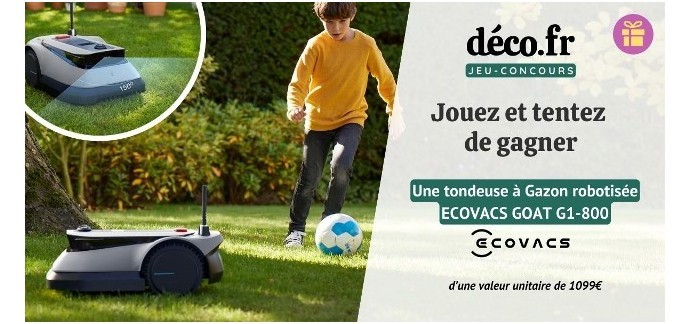 DECO.fr: 1 tondeuse à gazon robot Ecovacs Goat G1-800 à gagner