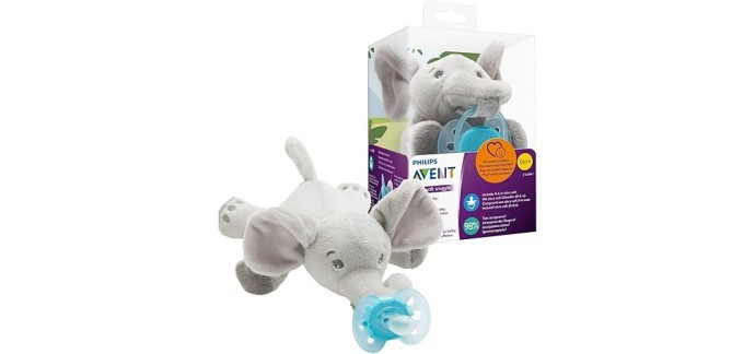Amazon: Peluche éléphant avec sucette Philips Avent SCF348/13 à 11,49€