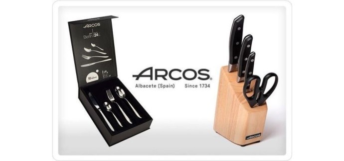 Femina: 4 lots comportant 1 bloc de couteaux de cuisine + 1 ménagère 24 couverts Arcos à gagner