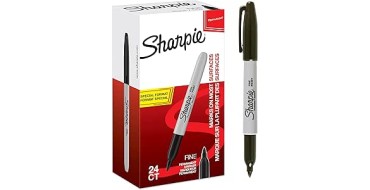 Amazon: Lot de 24 marqueurs permanents Sharpie pointe fine noir à 29,19€