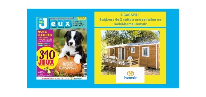 Notre Temps: 9 séjours de 2 nuits à 1 semaine en mobil-home dans un camping Homair à gagner