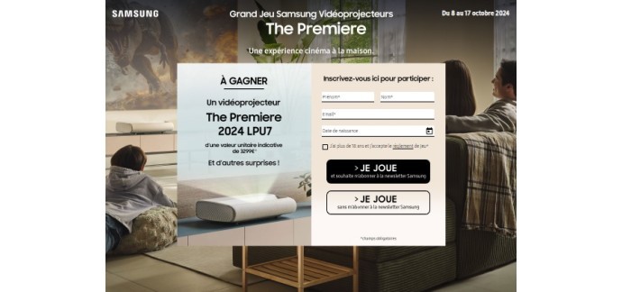 Samsung: 1 vidéoprojecteur Samsung The Premiere 2024 LPU7 à gagner