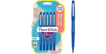 Amazon: Lot de 5 stylos feutres Paper Mate Flair - 7mm, pointe moyenne, encre bleue à 5,90€