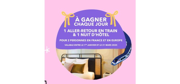 SNCF Connect: 1 Aller-Retour en train + 1 nuit d'hôtel pour 2 personnes en Europe à gagner chaque jour