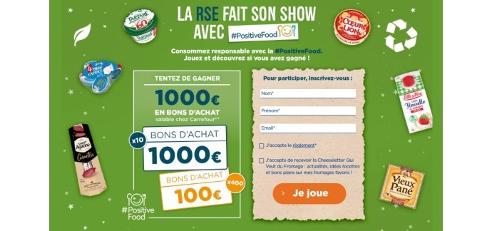 Qui Veut du Fromage: Des lots de bons d'achat Carrefour à gagner