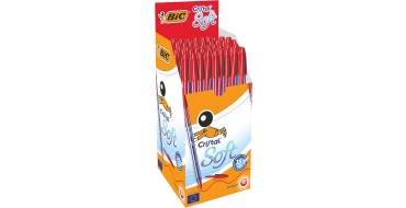 Amazon: Boîte de 50 Stylos-Bille BIC Cristal Soft Pointe Moyenne (1,2 mm) - Rouge à 11,98€