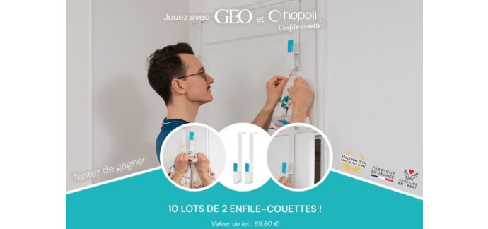 GEO: 10 lots de 2 enfile-couettes Hopoli à gagner