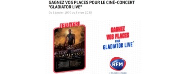 RFM: Des invitations pour le ciné-concert "Gladiator - Live" à Paris, Lyon ou Strasbourg à gagner