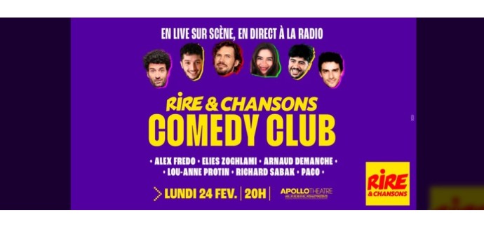 Rire et chansons: Des invitations pour le spectacle "Rire & Chansons Comedy Club" à gagner