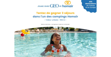 GEO: 3 séjours en camping Homair à gagner