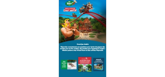 La Grande Récré: Des lots d'entrées pour le Parc Astérix et des coffrets Playmobil à gagner
