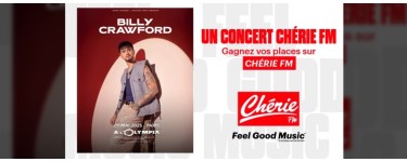 Chérie FM: 2 lots de 2 invitations pour le concert de Billy Crawford à gagner
