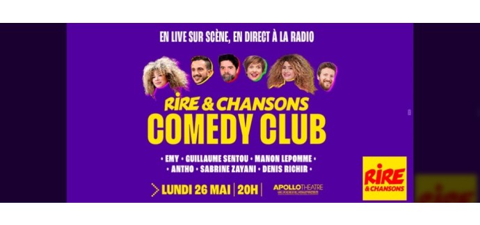 Rire et chansons: Des invitations pour le spectacle "Rire & Chansons Comedy Club" à gagner