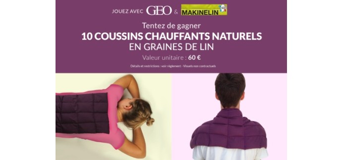 GEO: 10 coussins chauffants naturels Ma Kinelin à gagner