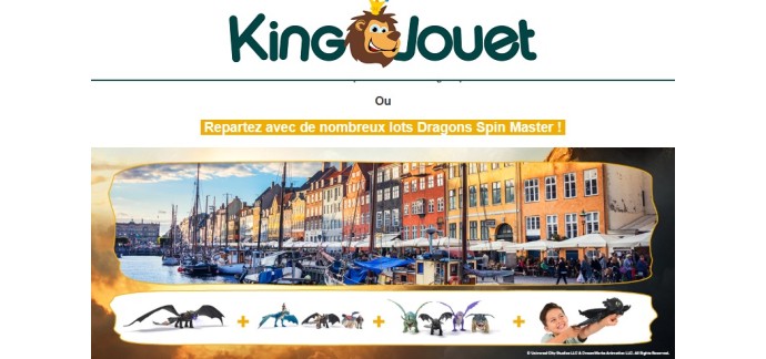 King Jouet: 1 voyage au Danemark,  10 lots de jouets du film Dragons à gagner