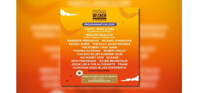 Alouette: Des invitations pour une journée au festival Cognac Blues Passions à Cognac à gagner