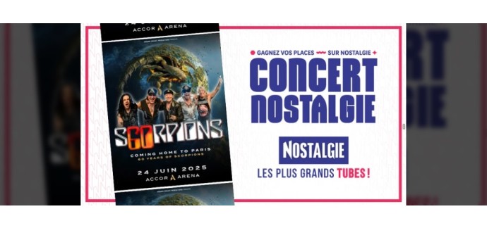 Nostalgie: 1 lot de 2 invitations pour le concert de Scorpions à Paris à gagner