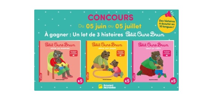 Familiscope: 5 lots de 3 livres jeunesse "Petit Ours Brun" à gagner