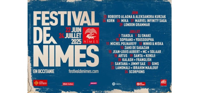 Rollingstone: 3 lots de 2 invitations pour des concerts au Festival de Nîmes à gagner