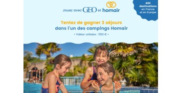 GEO: 3 séjours en camping Homair à gagner