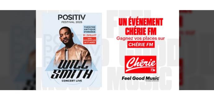 Chérie FM: 1 lot de 2 invitations pour le concert de Will Smith à gagner