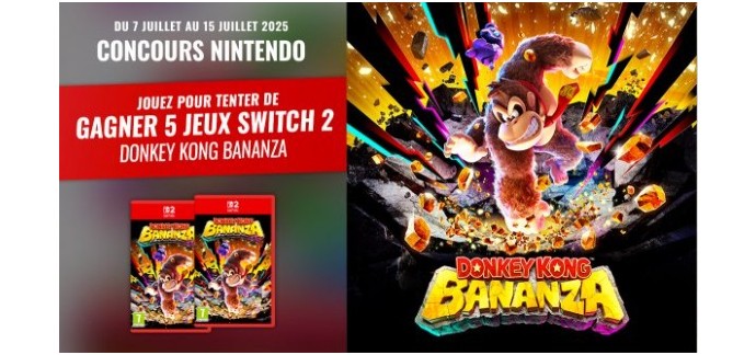 Jeux Vidéo and Co: 5 jeux vidéo Switch 2 "Donkey Kong Bananza" à gagner