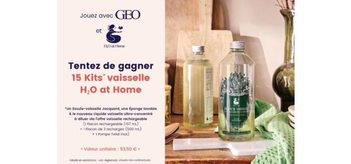GEO:  15 Kits vaisselle H2O at Home à gagner