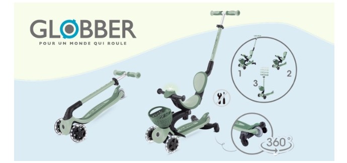 Télé Loisirs: 6 trottinettes Go up baby 360 light Globber à gagner