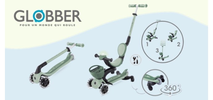 Télé Loisirs: 6 trottinettes Go up baby 360 light Globber à gagner