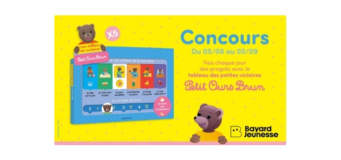 Familiscope: 5 livres jeunesse "Petit Ours Brun - Mon tableau des petites victoires" à gagner