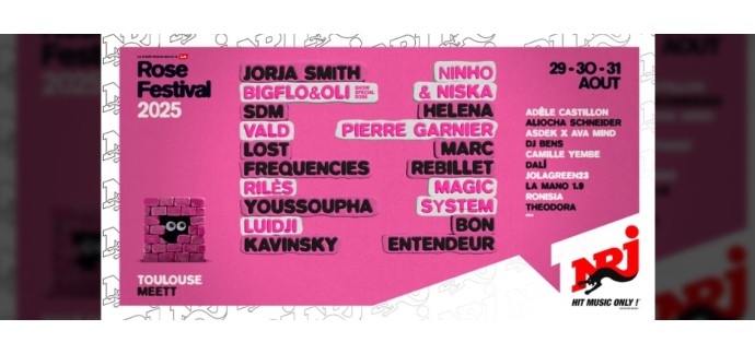 NRJ: Des lots de 2 invitations pour le Rose Festival à gagner