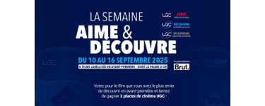 UGC: 50 lots de 2 places de cinéma UGC à gagner