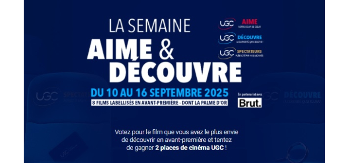 UGC: 50 lots de 2 places de cinéma UGC à gagner