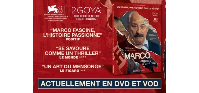 Blog Baz'art: 2 DVD du film "Marco l'énigme d'une vie" à gagner