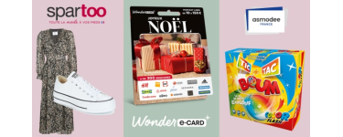 Voici: 1 coffret Wonderbox, 1 bon d'achat Spartoo, 1 boîte de jeu TicTacBoum à gagner