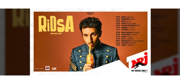 NRJ: Des invitations pour le concert de Ridsa à gagner
