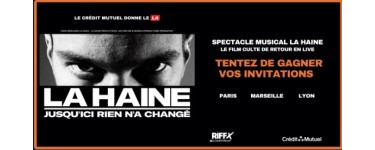 Riffx: 30 lots de 2 invitations pour le spectacle "La Haine" à Boulogne-Billancourt à gagner